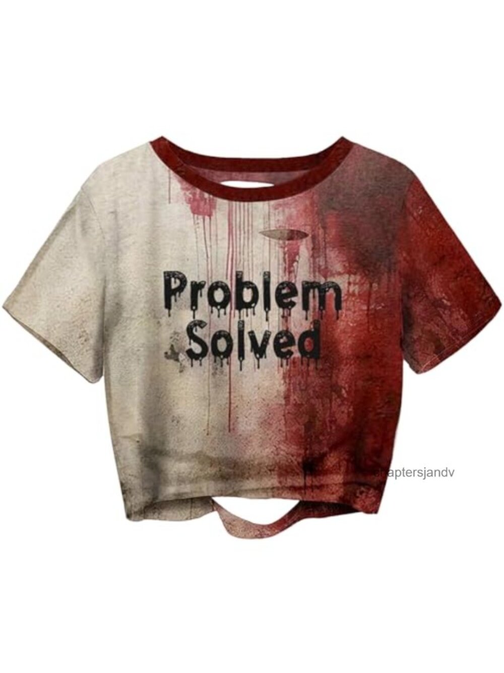 Distressed Crop Tee Halloween Ghost Pumpkin Fall Spooky Season Party Top